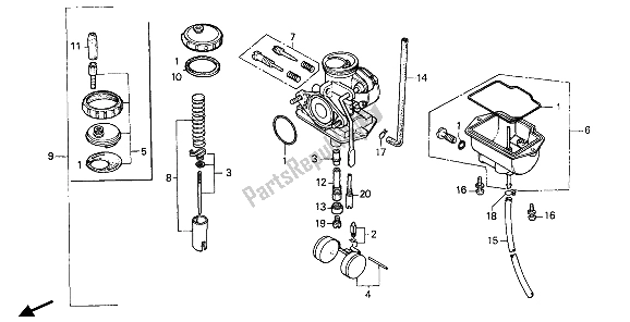 Todas las partes para Carburador de Honda XR 80R 1987