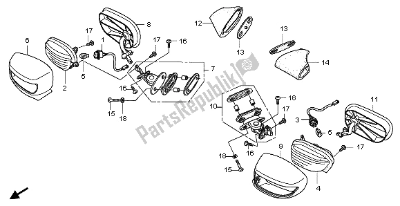 Tutte le parti per il Occhiolino E Specchio del Honda NSA 700A 2009