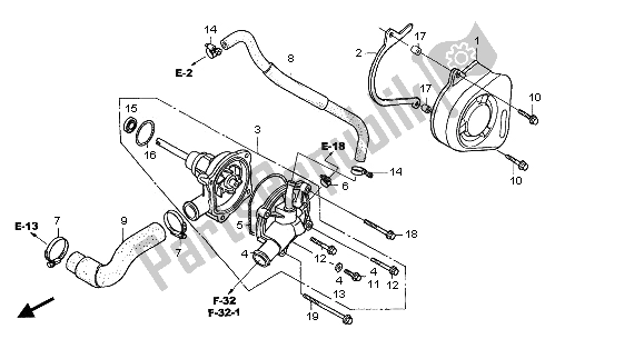 Alle onderdelen voor de Waterpomp van de Honda CBF 600 NA 2005