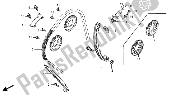 Toutes les pièces pour le Chaîne Et Tendeur De Came du Honda CBR 600 FR 2001