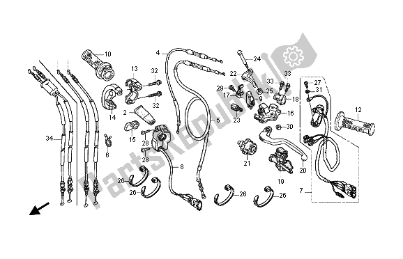 Alle onderdelen voor de Handvat Hendel & Schakelaar & Kabel van de Honda CRF 250X 2012