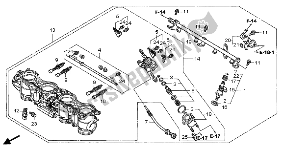 Tutte le parti per il Corpo Farfallato (assy.) del Honda CBR 600F 2005