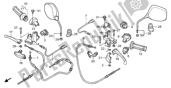Alle onderdelen voor de Handvat Hendel & Schakelaar & Kabel van de Honda SCV 100F 2006