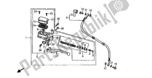 All parts for the Clutch Master Cylinder of the Honda ST 1100A 1993
