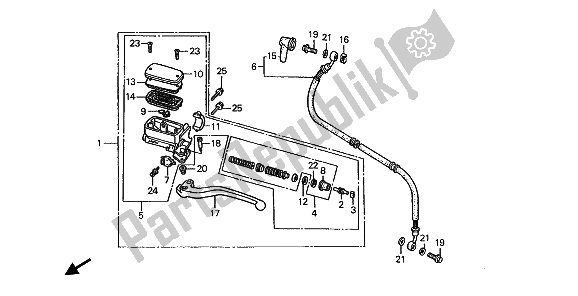 All parts for the Clutch Master Cylinder of the Honda ST 1100A 1993