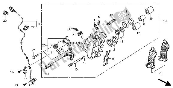 All parts for the Front Brake Caliper (abs) of the Honda VT 750 CS 2010