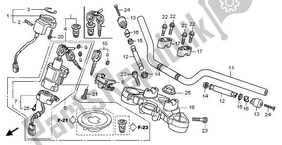 Todas las partes para Manejar Tubo Y Puente Superior de Honda CBF 1000 FA 2010