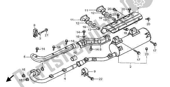 Tutte le parti per il Silenziatore Di Scarico del Honda TRX 450 ES Foreman 2001