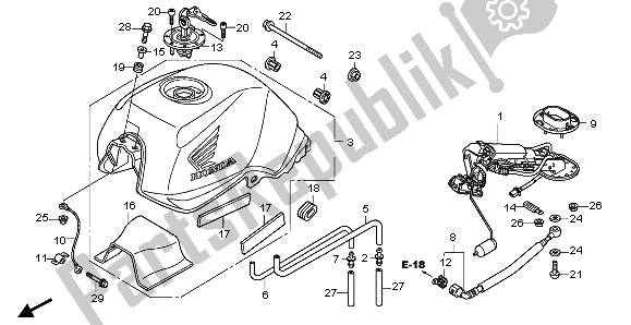 Tutte le parti per il Serbatoio Carburante E Pompa Carburante del Honda CBF 1000S 2007