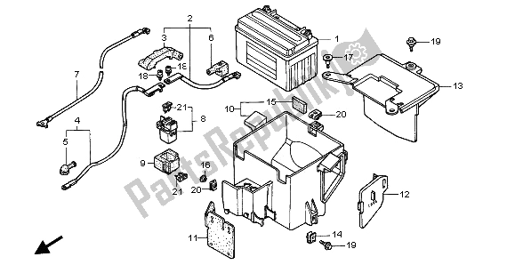 All parts for the Battery of the Honda CBR 600F 1997