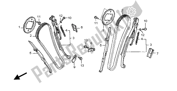 All parts for the Cam Chain & Tensioner of the Honda NT 650V 1998