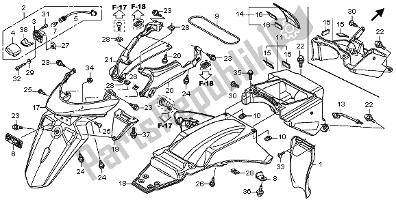 Tutte le parti per il Parafango Posteriore del Honda XL 700V Transalp 2009