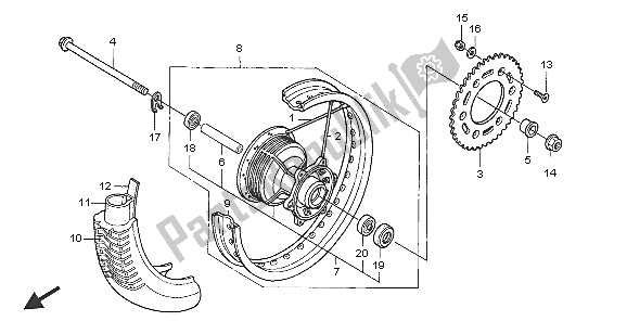 Tutte le parti per il Ruota Posteriore del Honda XR 125L 2005