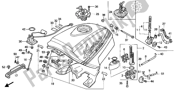 Alle onderdelen voor de Benzinetank van de Honda CBR 1000F 1989