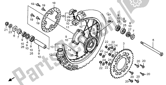 Todas las partes para Rueda Trasera de Honda CR 250R 1997