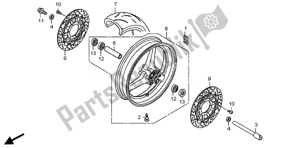All parts for the Front Wheel of the Honda CBR 600 RR 2011