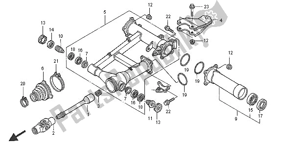 All parts for the Swing Arm of the Honda TRX 400 FA Fourtrax Rancher AT 2005