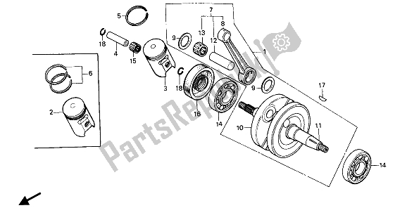 Todas as partes de Virabrequim E Pistão do Honda CR 80R 1988