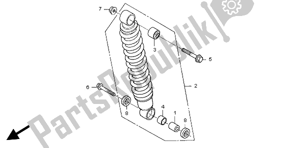 All parts for the Rear Cushion of the Honda TRX 350 FE Fourtrax 4X4 ES 2006