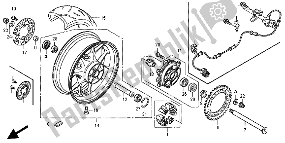 All parts for the Rear Wheel of the Honda CBR 1000 RR 2013