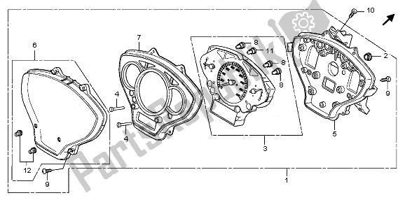 All parts for the Meter (mph) of the Honda SH 300 2007