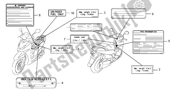 Toutes les pièces pour le étiquette D'avertissement du Honda SH 300R 2008