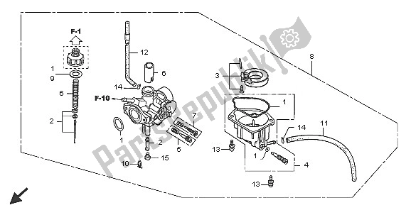 All parts for the Carburetor of the Honda CRF 50F 2005