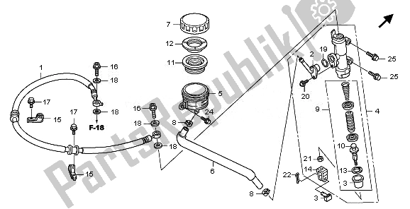 All parts for the Rr. Brake Master Cylinder of the Honda TRX 420 FA Fourtrax Rancher AT 2011