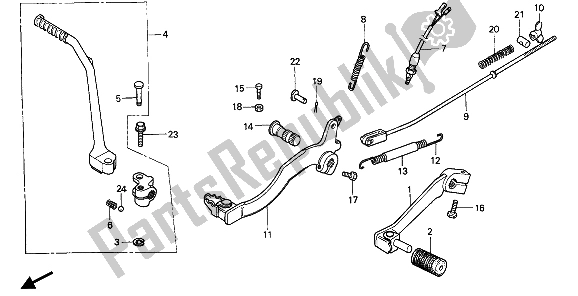 All parts for the Change Pedal & Brake Pedal & Kick Starter Arm of the Honda MTX 200 RW 1985