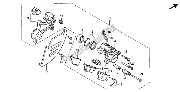 All parts for the Rear Brake Caliper of the Honda NX 650 1993