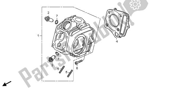 All parts for the Cylinder Head of the Honda CRF 50F 2009
