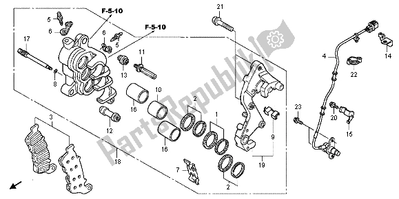 All parts for the R. Front Brake Caliper of the Honda CBF 1000 FA 2012