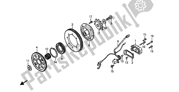 All parts for the Starting Clutch of the Honda ST 1100A 1993