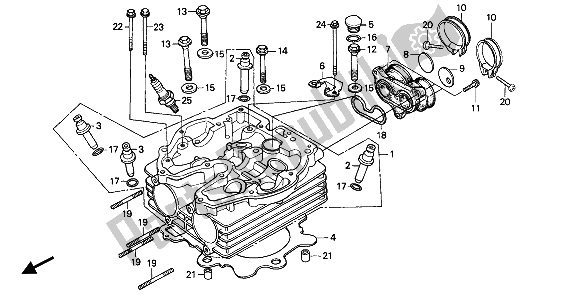 All parts for the Cylinder Head of the Honda XR 250R 1985