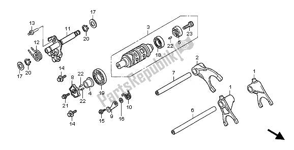 All parts for the Gearshift & Drum of the Honda CBF 1000 2008