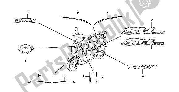 Todas las partes para Marca de Honda SH 125R 2008