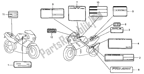 Todas las partes para Etiqueta De Precaución de Honda VFR 400R3 1990