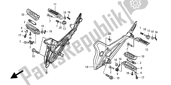 All parts for the Step of the Honda NC 700 XA 2012