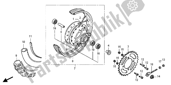 Todas as partes de Roda Traseira do Honda CRF 50F 2012