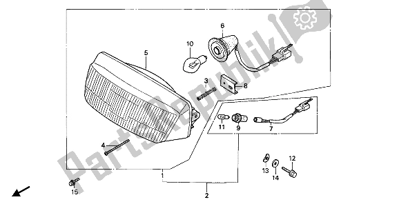 All parts for the Headlight of the Honda NSR 50S 1989