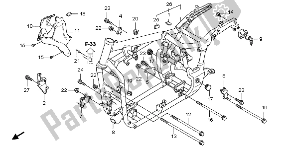 Alle onderdelen voor de Frame Lichaam van de Honda VT 750 CA 2007
