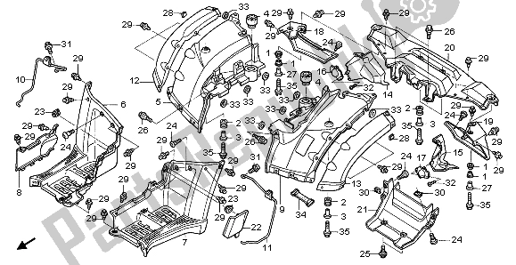 Toutes les pièces pour le Garde-boue Arrière du Honda TRX 650 FA Fourtrax Rincon 2004