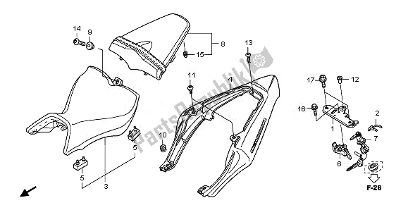 All parts for the Seat & Seat Cowl of the Honda CB 1000R 2011