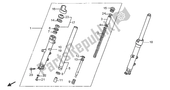 All parts for the Front Fork of the Honda NT 650V 2005