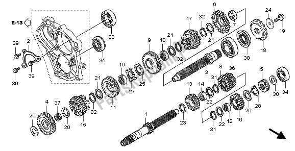 All parts for the Transmission of the Honda CBF 1000 SA 2008