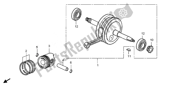 All parts for the Crankshaft & Piston of the Honda CRF 50F 2011
