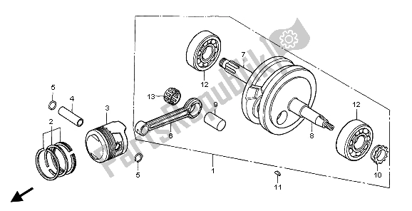 All parts for the Crankshaft & Piston of the Honda XR 70R 2000