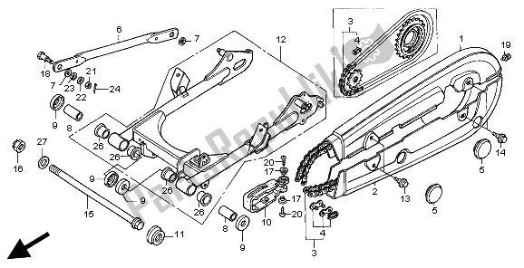 All parts for the Rear Fork of the Honda CG 125 1998