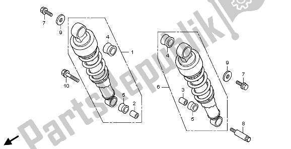 All parts for the Rear Cushion of the Honda VT 750C2B 2011