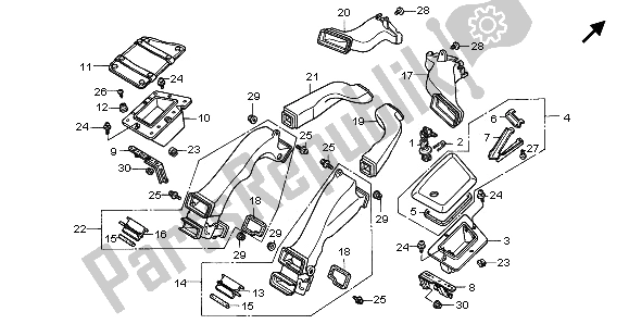 All parts for the Air Duct of the Honda GL 1500A 1996